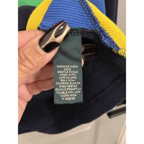 Ralph Lauren Active Womens Waffle Knit Yellow Green Navy Red Preppy Hoodie Small - Picture 8 of 10
